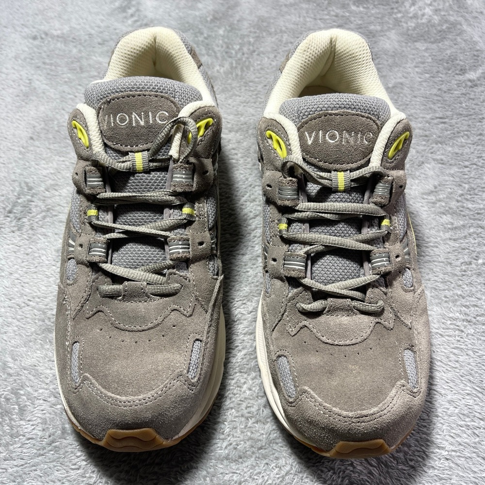 Vionic‎ 23 Walk Gray Suede Leather Comfort Walking Sneakers Shoes Women's 9.5